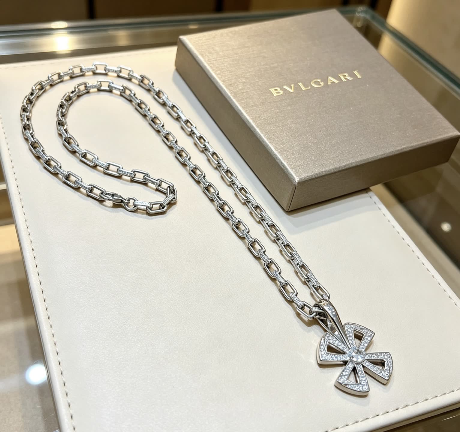 Bvlgari Sterling Silver and Diamond Necklace