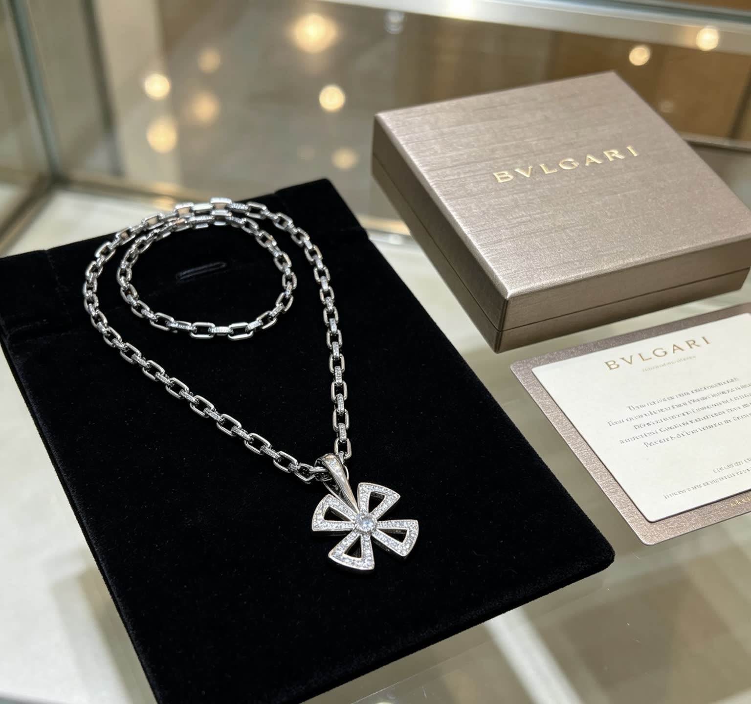 Bvlgari Sterling Silver and Diamond Necklace