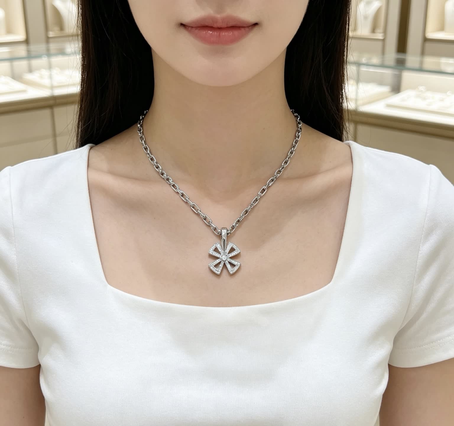 Bvlgari Sterling Silver and Diamond Necklace