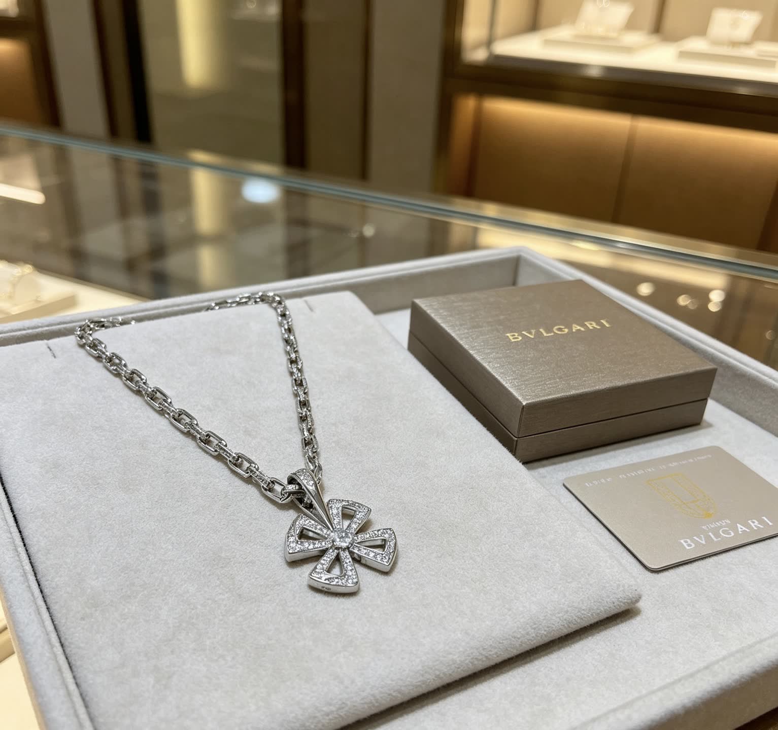 Bvlgari Sterling Silver and Diamond Necklace