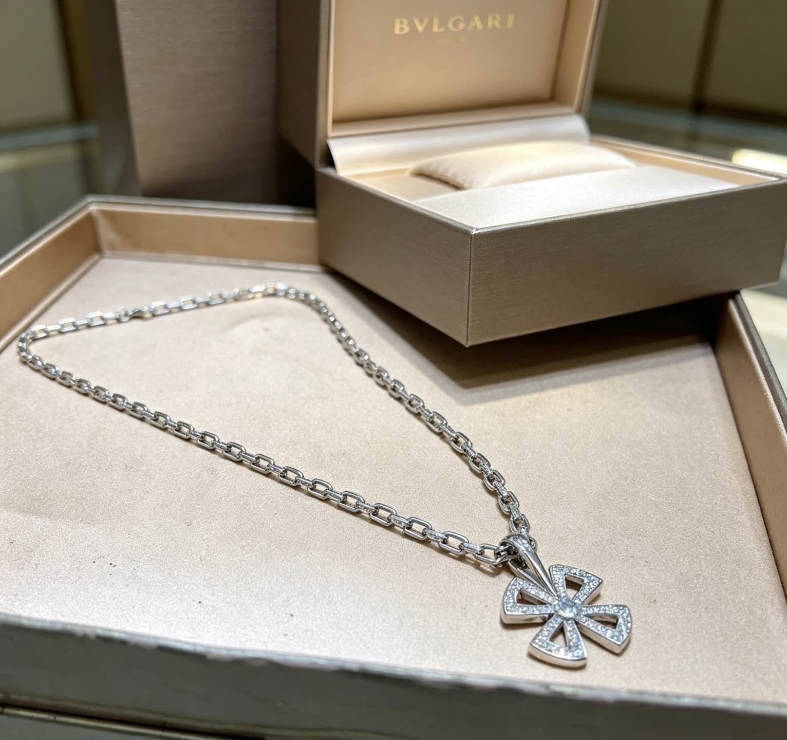 Bvlgari Sterling Silver and Diamond Necklace