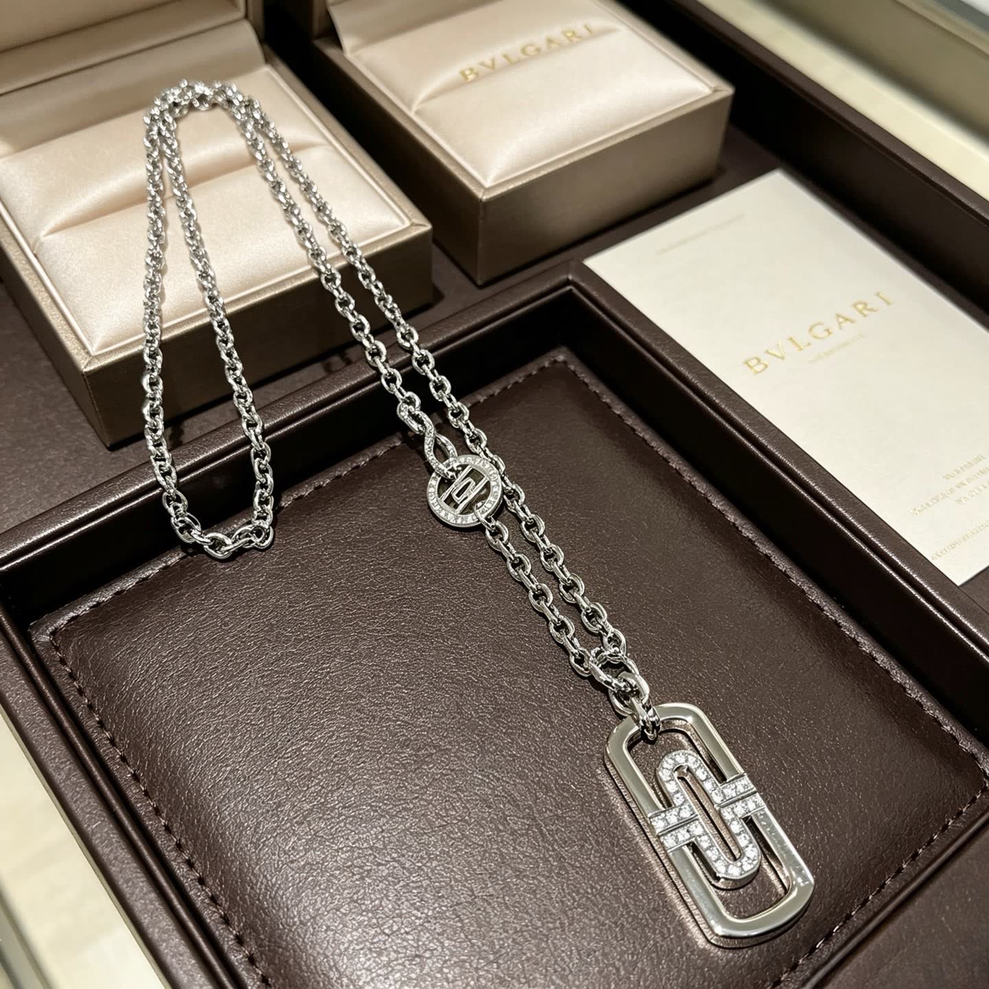 Bvlgari Sterling Silver and Diamond 'B.Zero1' Necklace Bvlgari Sterling Silver and Diamond 'B.Zero1' Necklace