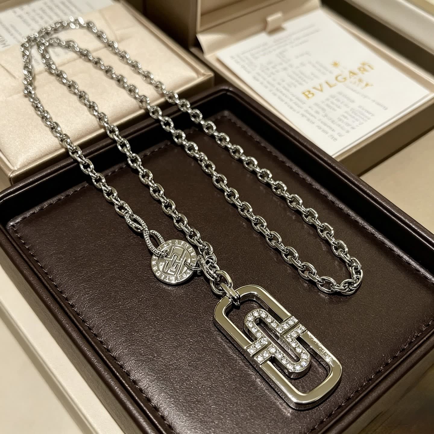 Bvlgari Sterling Silver and Diamond 'B.Zero1' Necklace