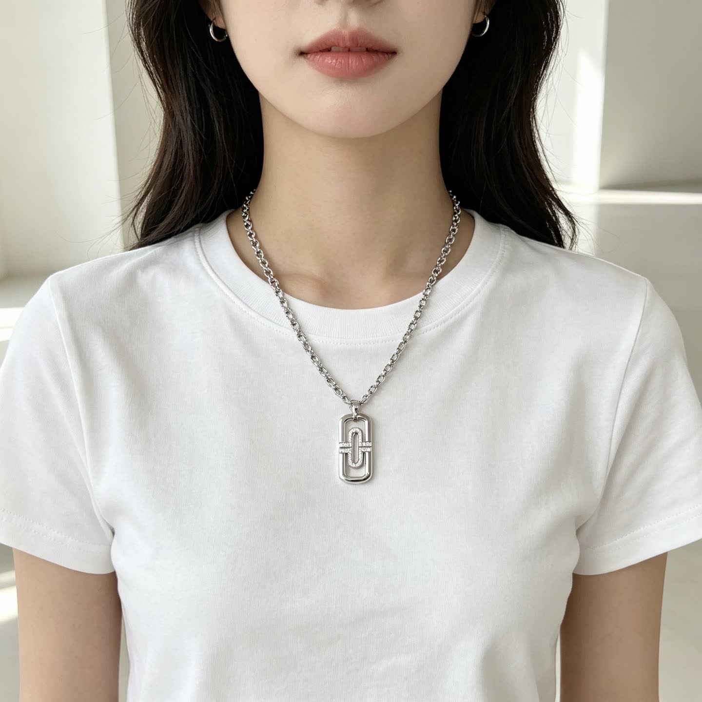 Bvlgari Sterling Silver and Diamond 'B.Zero1' Necklace