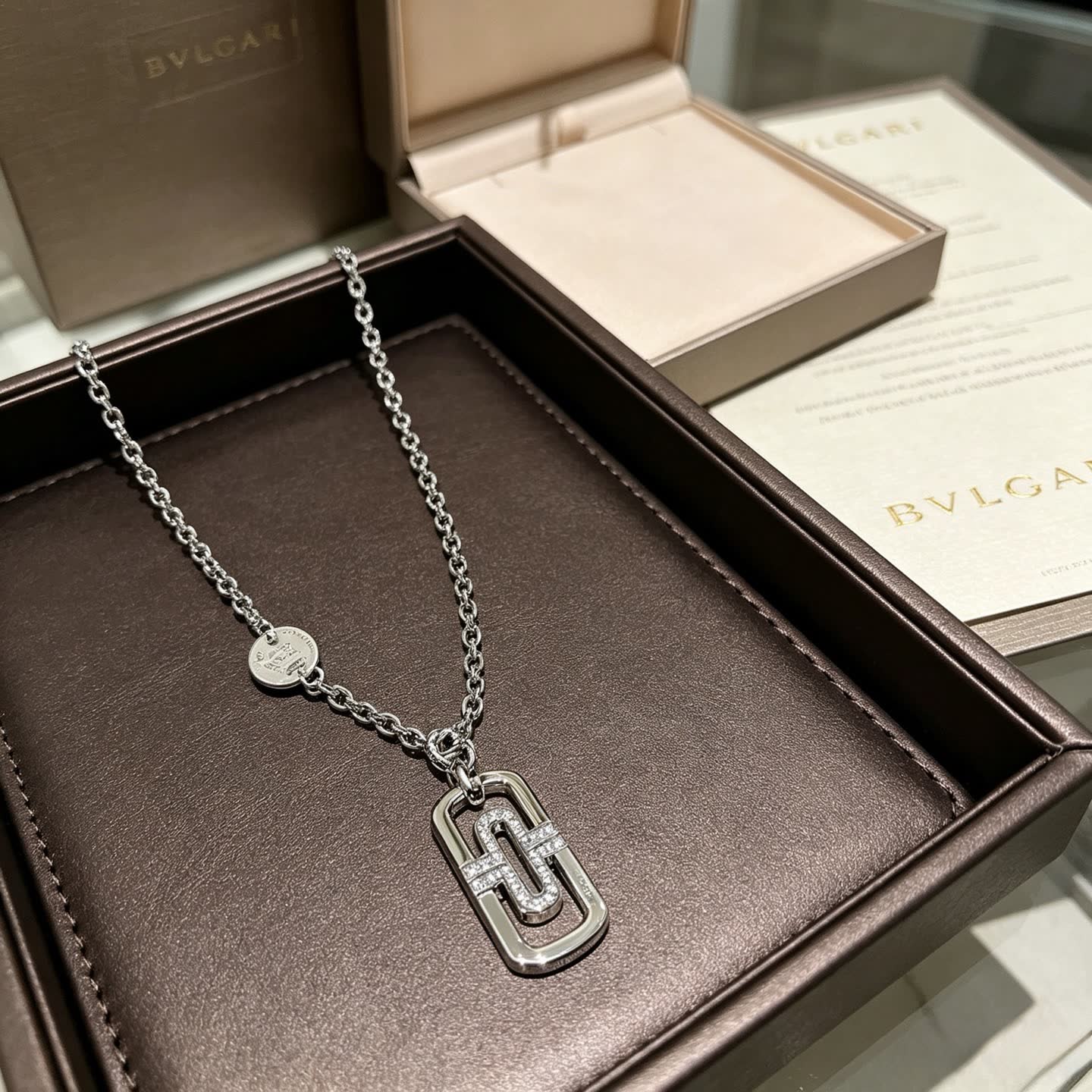 Bvlgari Sterling Silver and Diamond 'B.Zero1' Necklace
