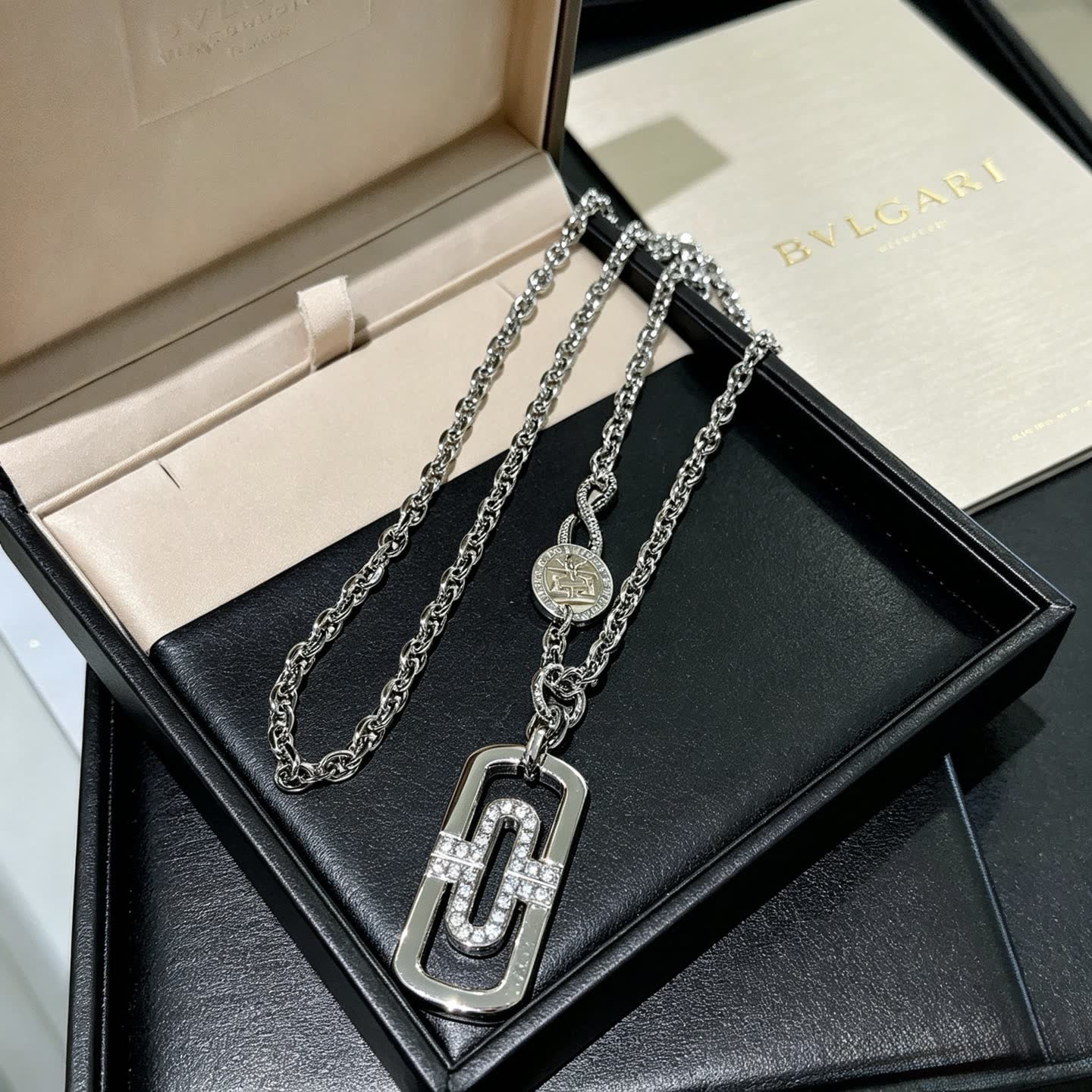 Bvlgari Sterling Silver and Diamond 'B.Zero1' Necklace