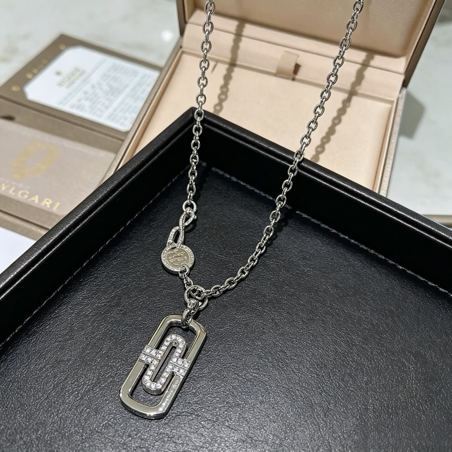Bvlgari Sterling Silver and Diamond 'B.Zero1' Necklace