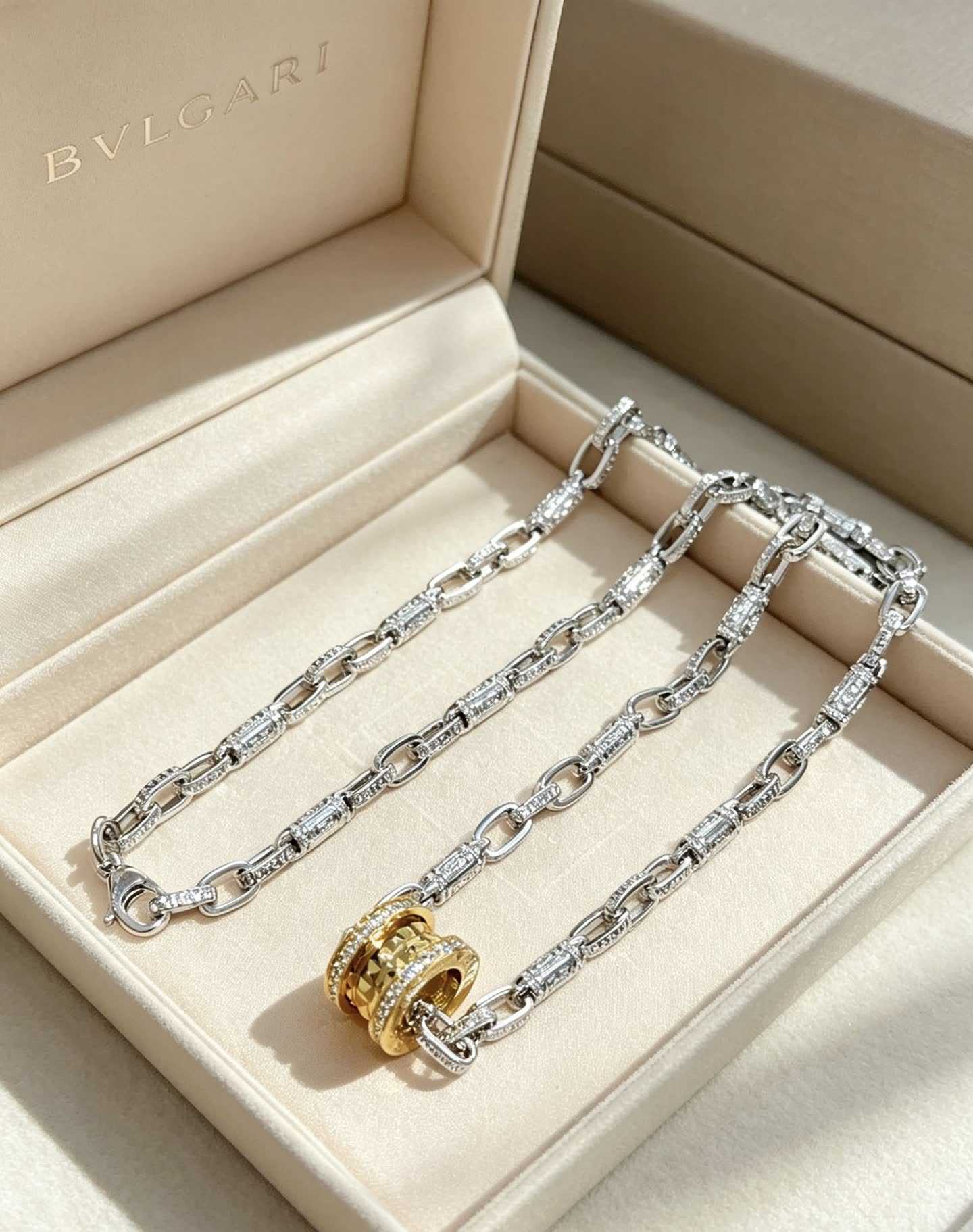 Bvlgari Sterling Silver and Gold Bead Necklace