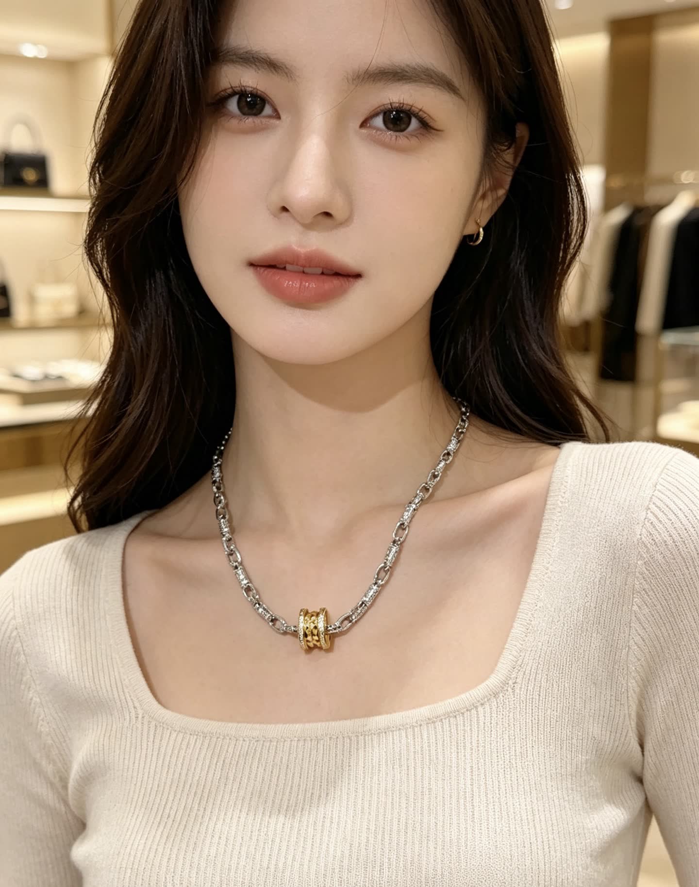 Bvlgari Sterling Silver and Gold Bead Necklace
