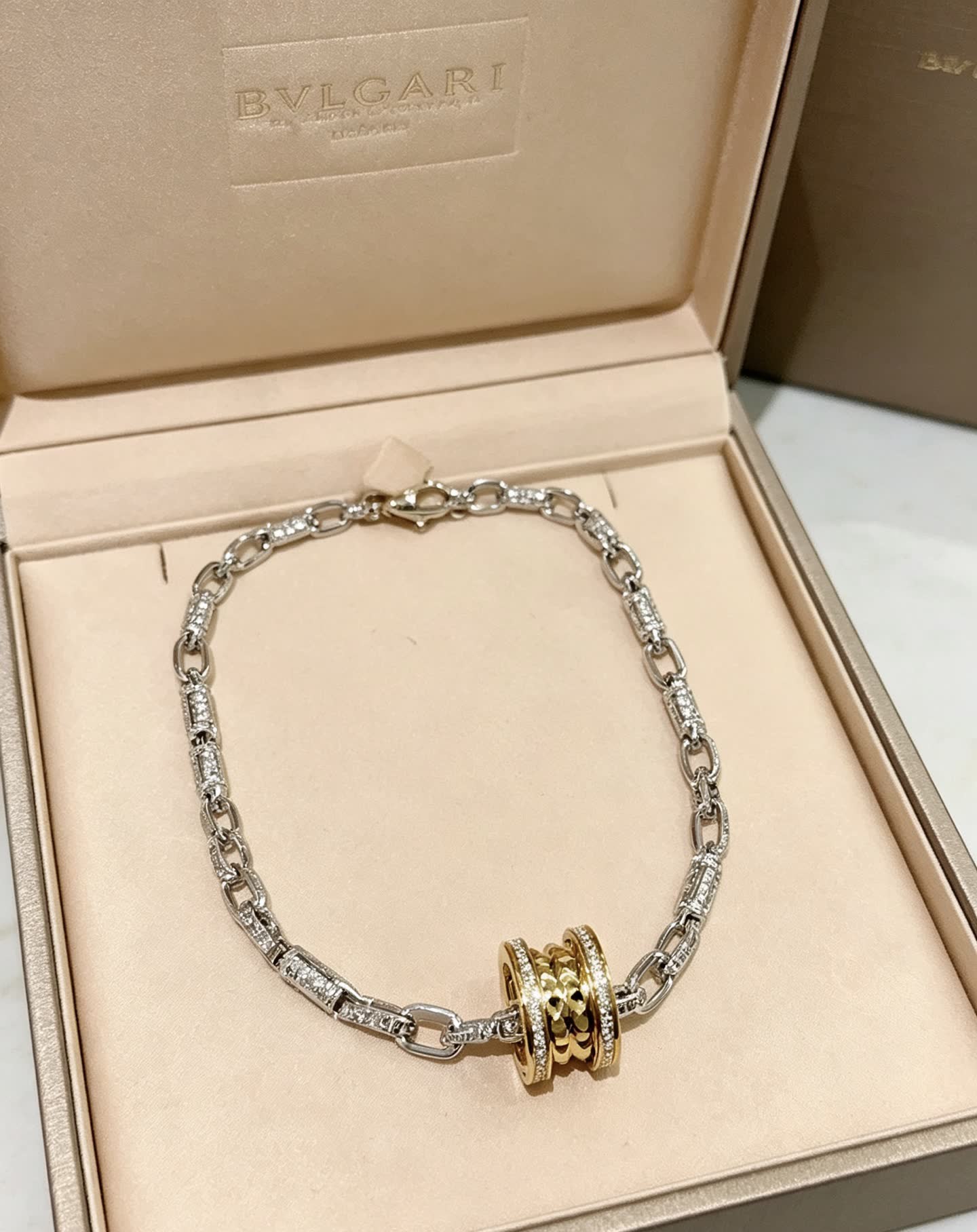 Bvlgari Sterling Silver and Gold Bead Necklace