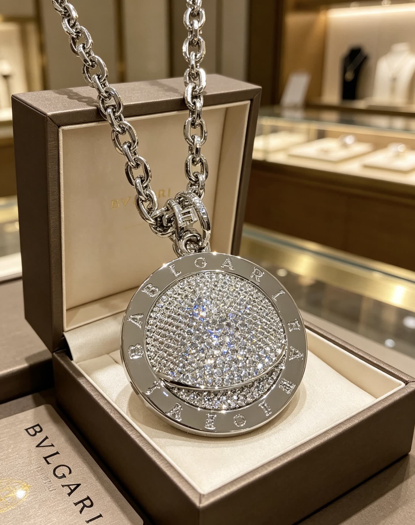 Bvlgari Sterling Silver Diamond-Encrusted Necklace