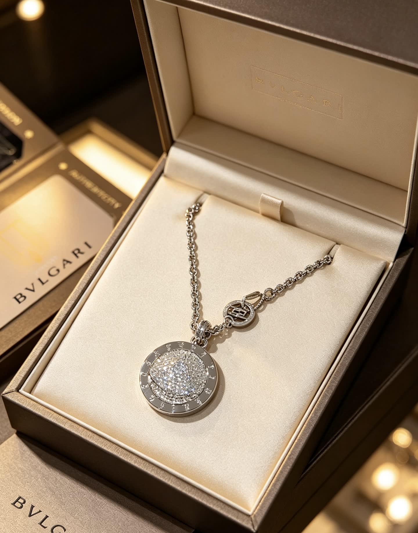 Bvlgari Sterling Silver Diamond-Encrusted Necklace