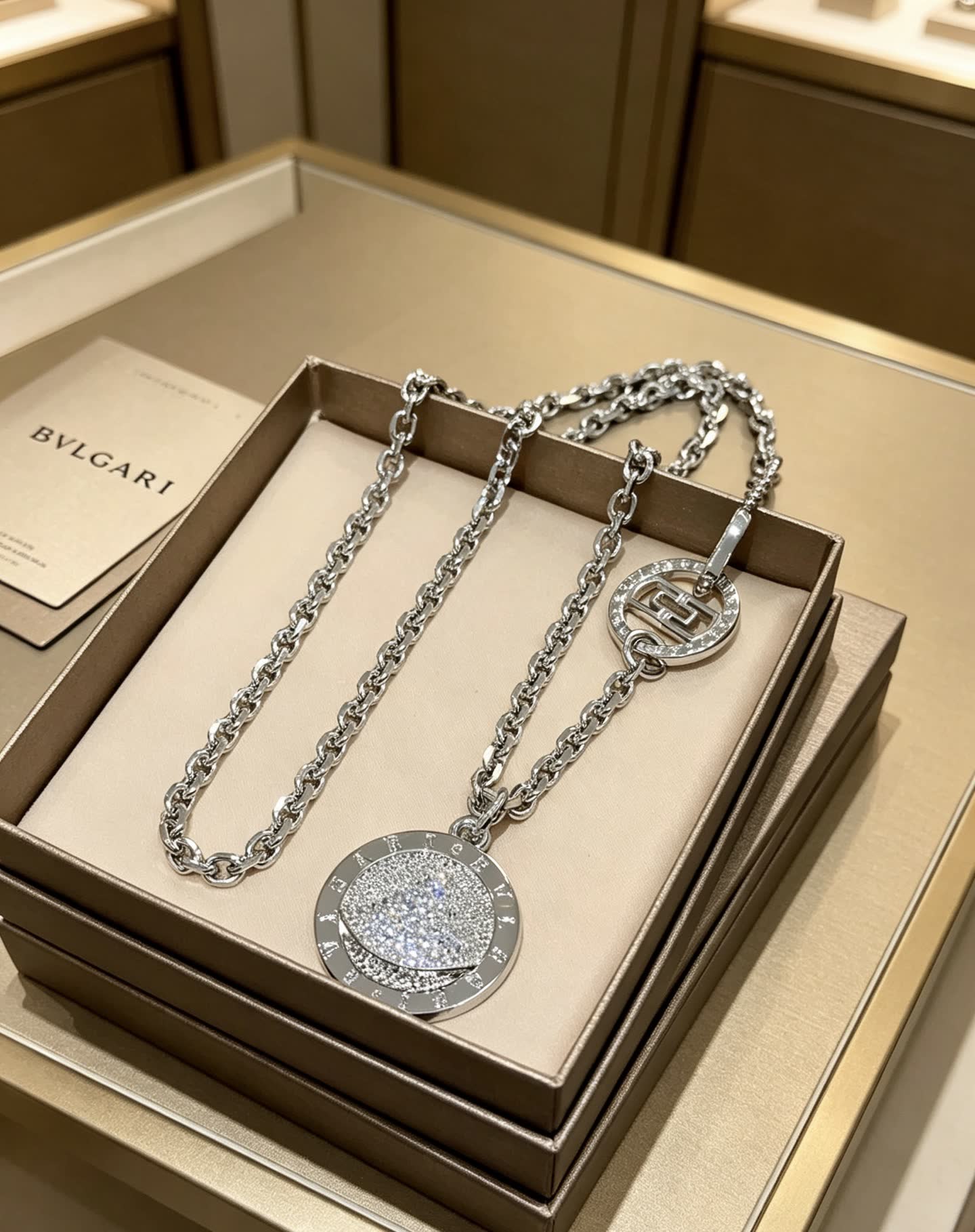 Bvlgari Sterling Silver Diamond-Encrusted Necklace
