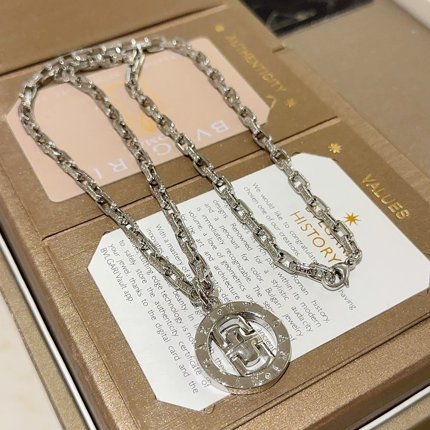 Bvlgari Silver Necklace with Logo Pendant Bvlgari Silver Necklace with Logo Pendant