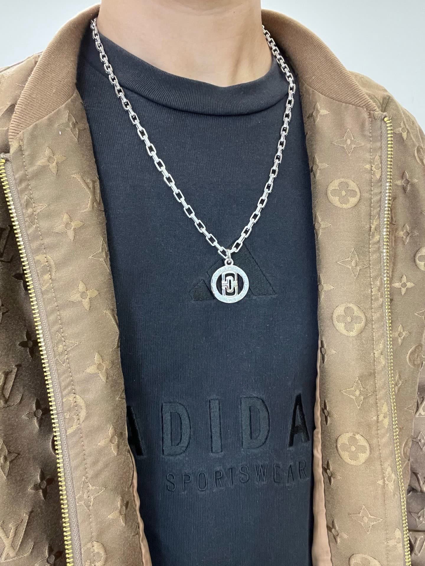Bvlgari Silver Necklace with Logo Pendant