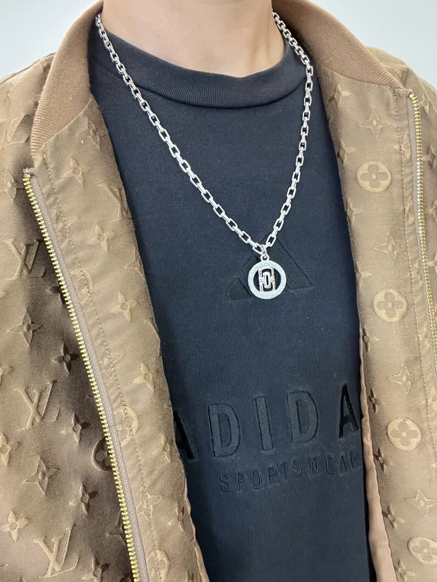 Bvlgari Silver Necklace with Logo Pendant