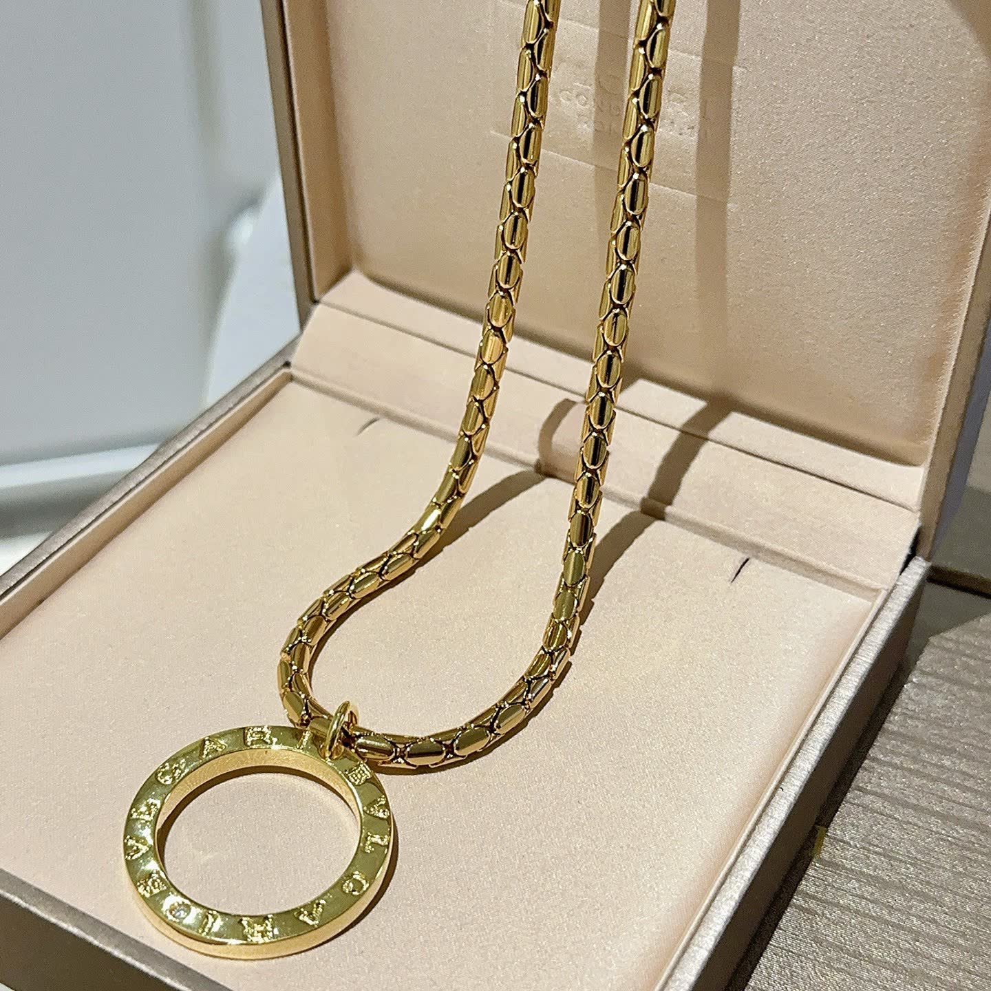 Bvlgari Yellow Gold Necklace with Ring Pendant