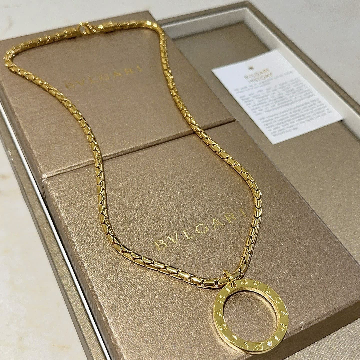 Bvlgari Yellow Gold Necklace with Ring Pendant