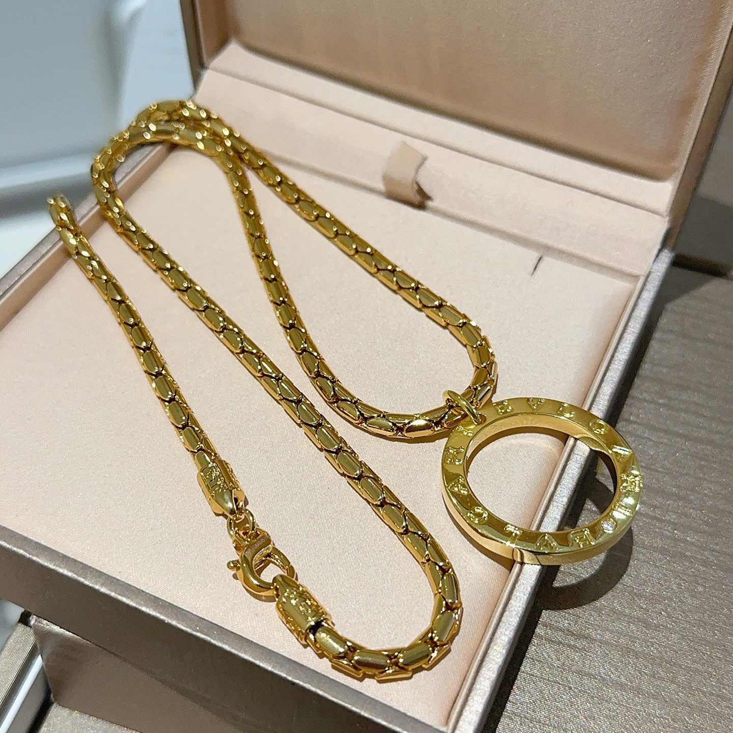 Bvlgari Yellow Gold Necklace with Ring Pendant