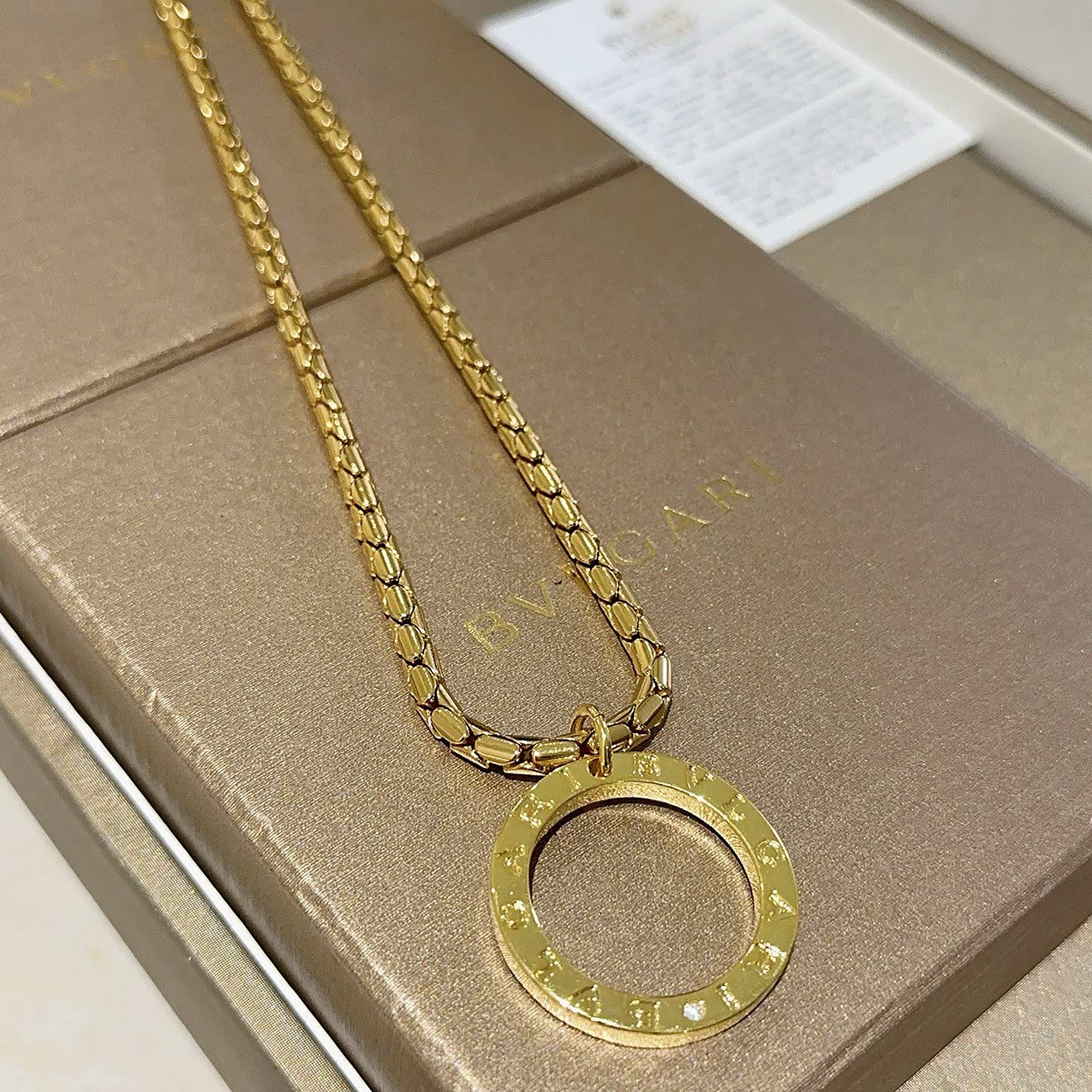 Bvlgari Yellow Gold Necklace with Ring Pendant