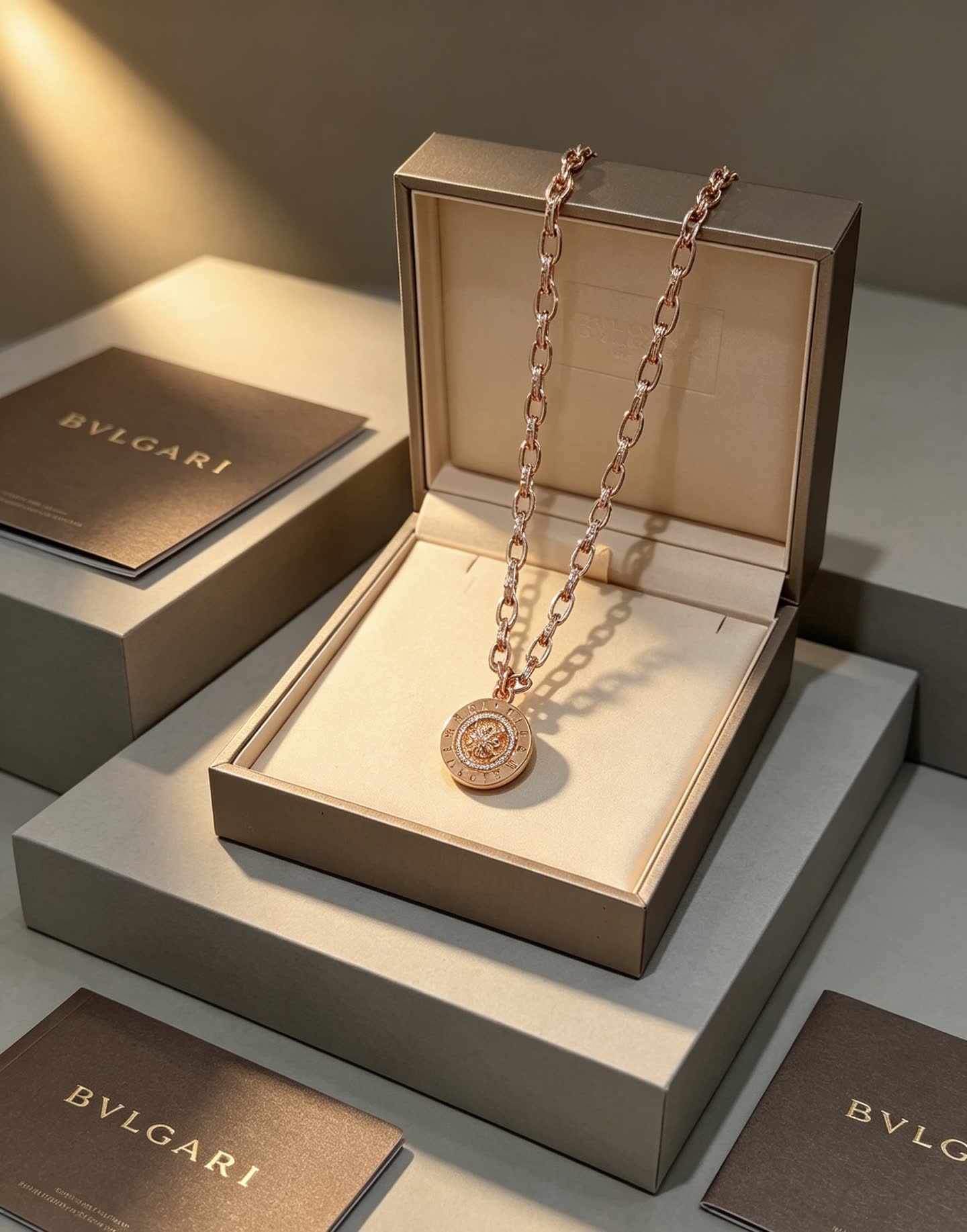 Bvlgari Rose Gold Medallion Necklace