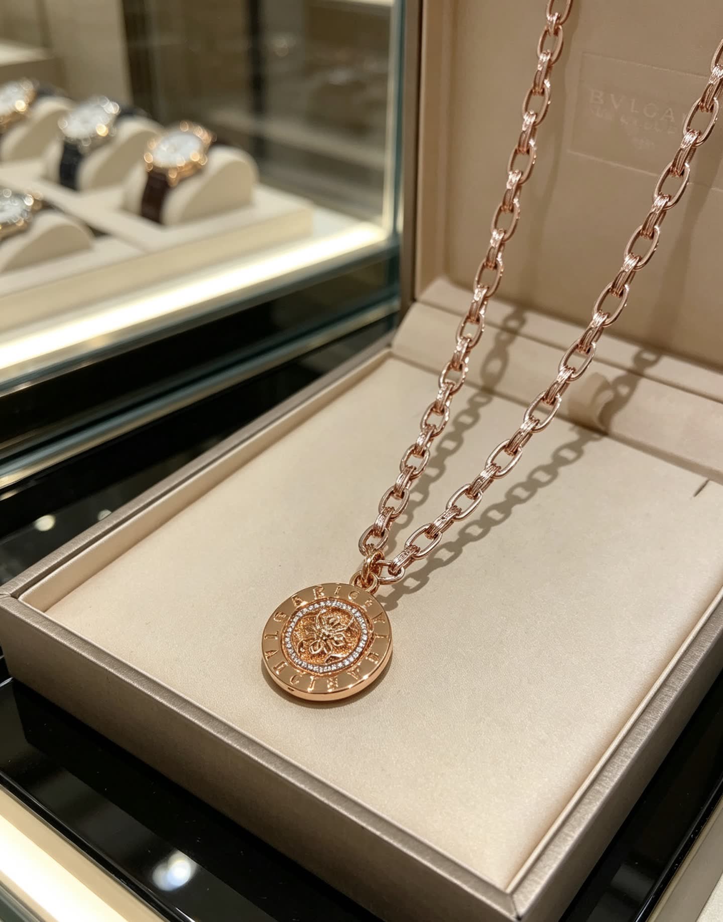 Bvlgari Rose Gold Medallion Necklace