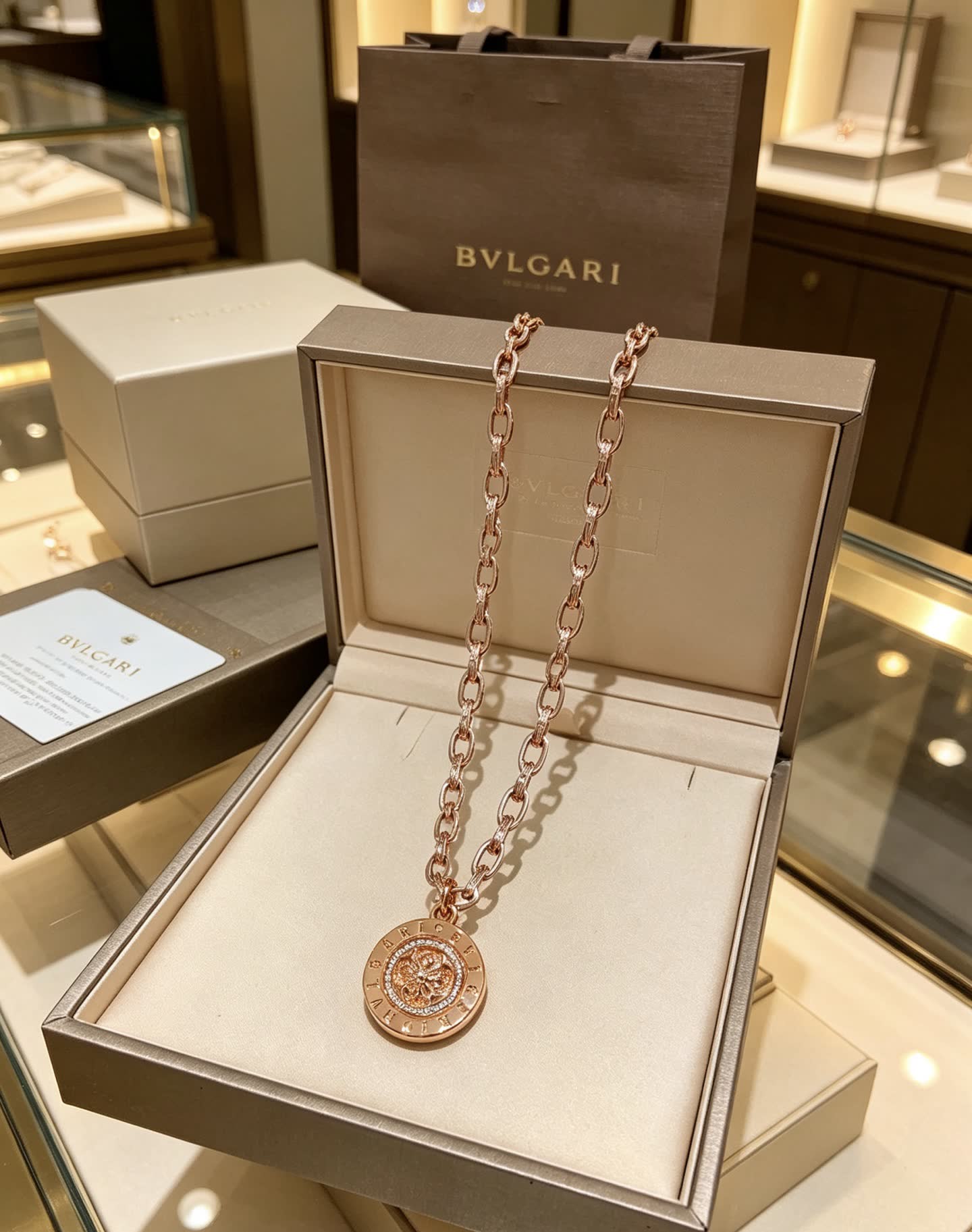 Bvlgari Rose Gold Medallion Necklace