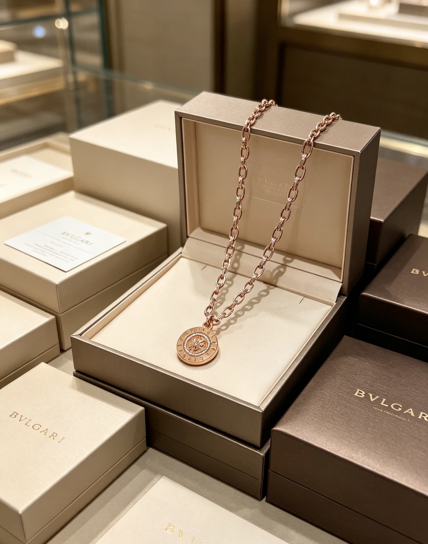 Bvlgari Rose Gold Medallion Necklace