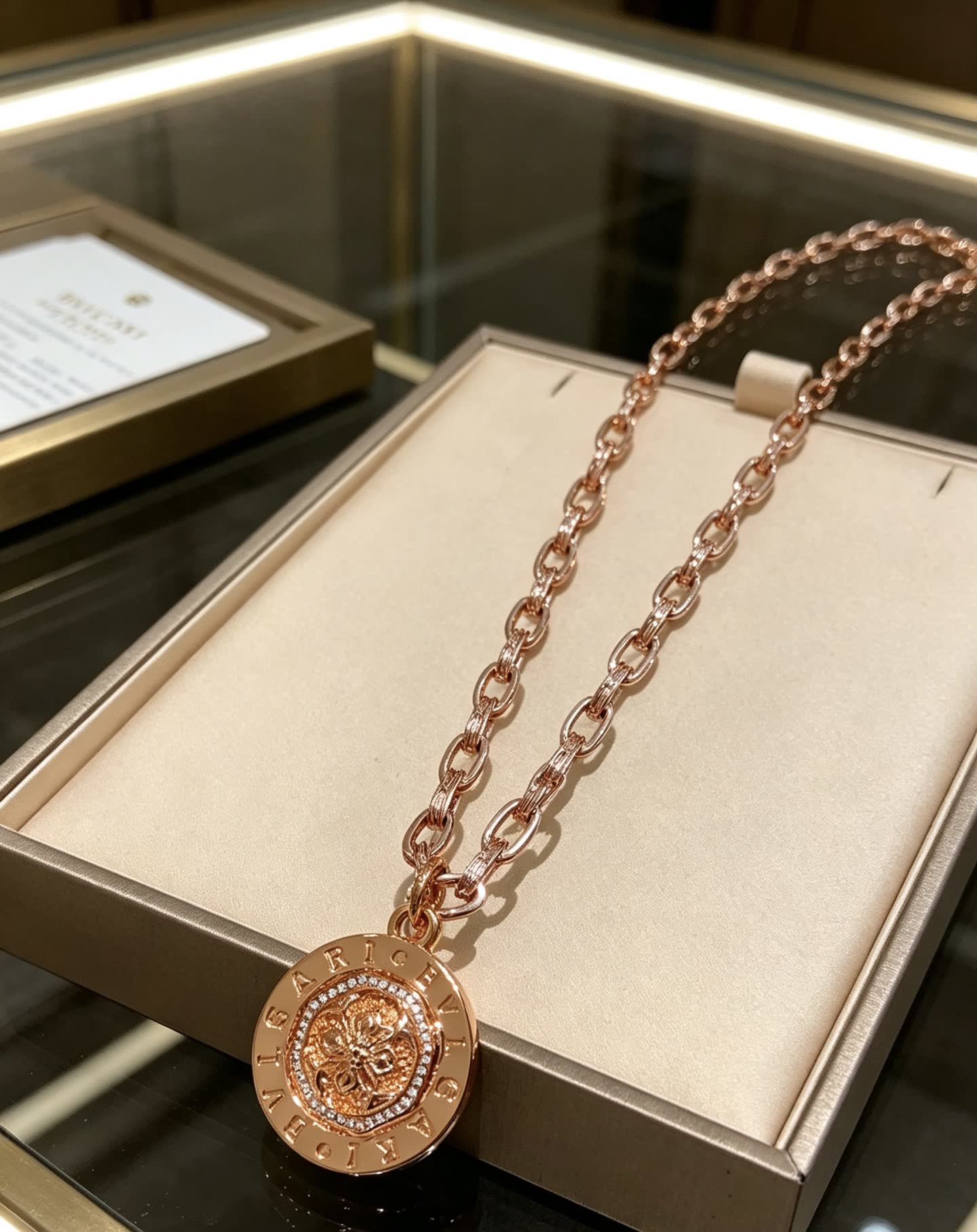 Bvlgari Rose Gold Medallion Necklace