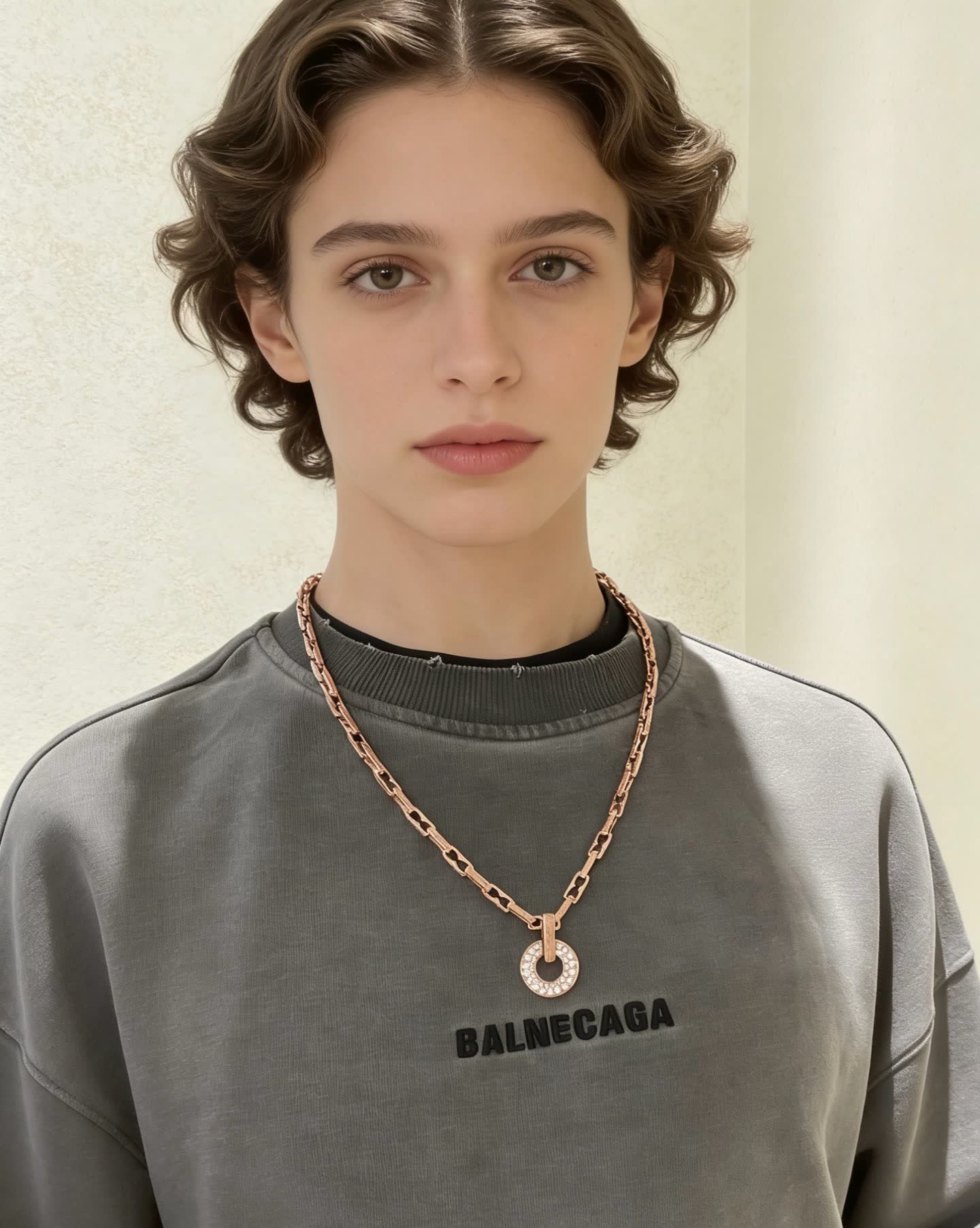 Bvlgari Rose Gold Necklace with Diamond Ring Pendant
