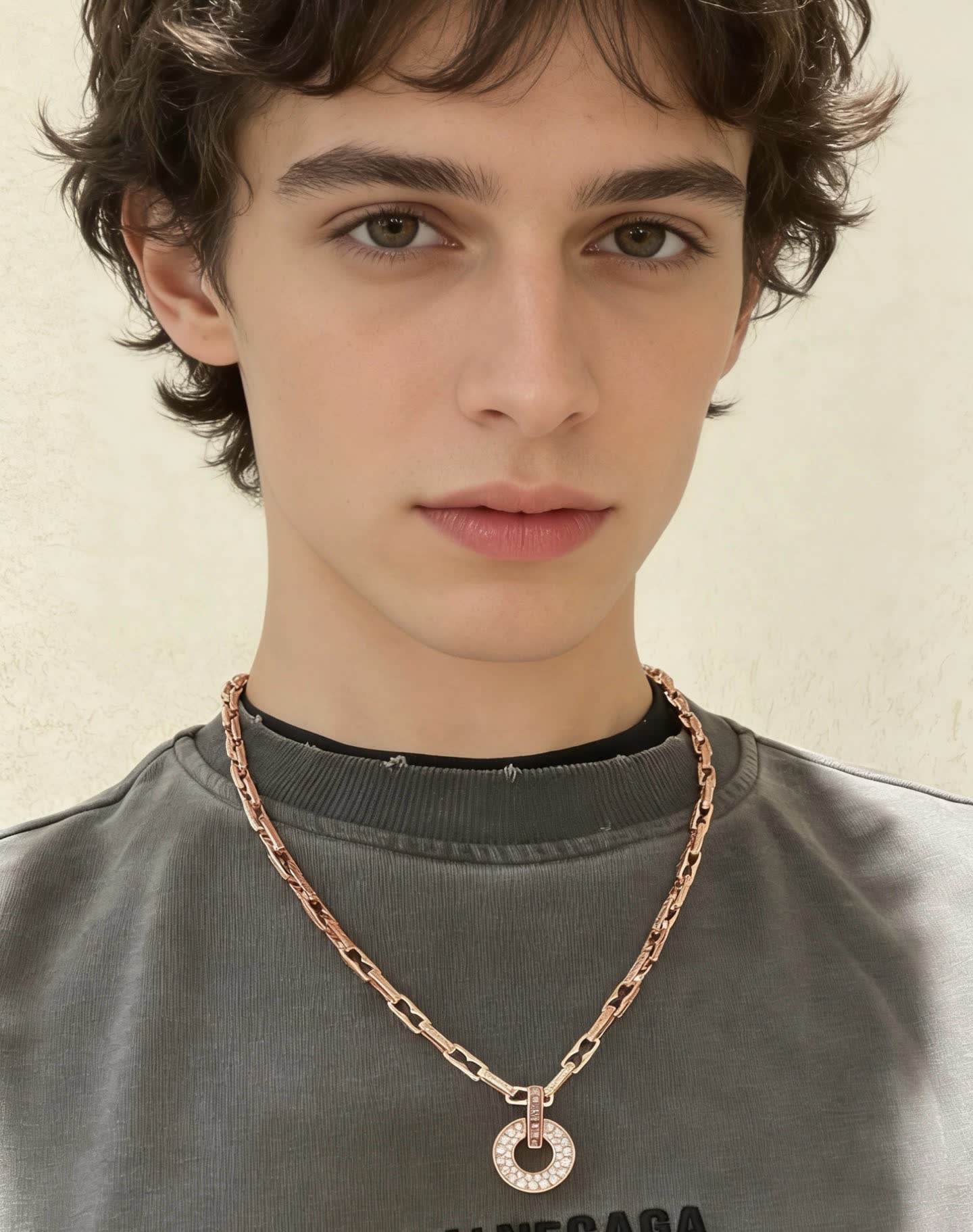Bvlgari Rose Gold Necklace with Diamond Ring Pendant