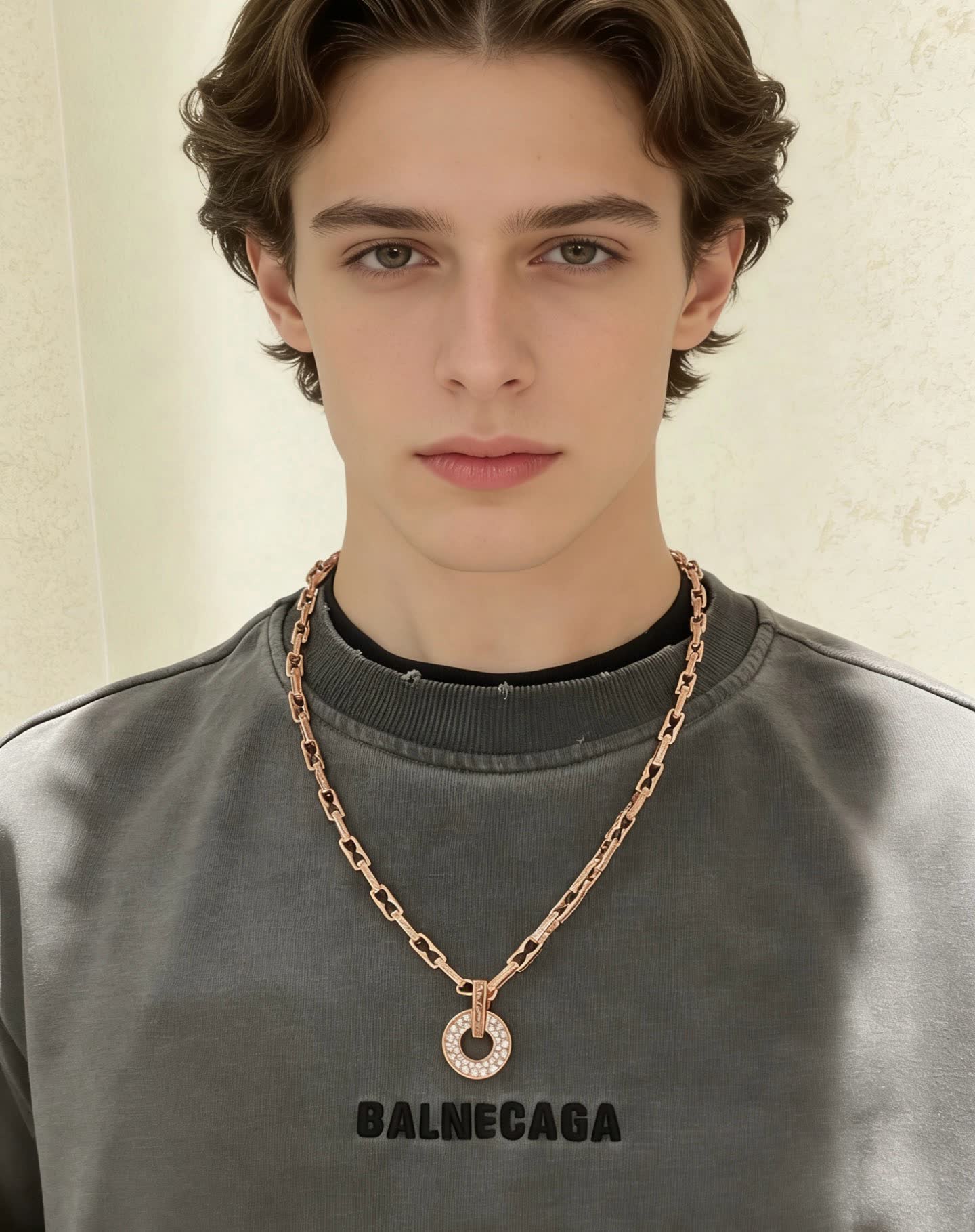 Bvlgari Rose Gold Necklace with Diamond Ring Pendant