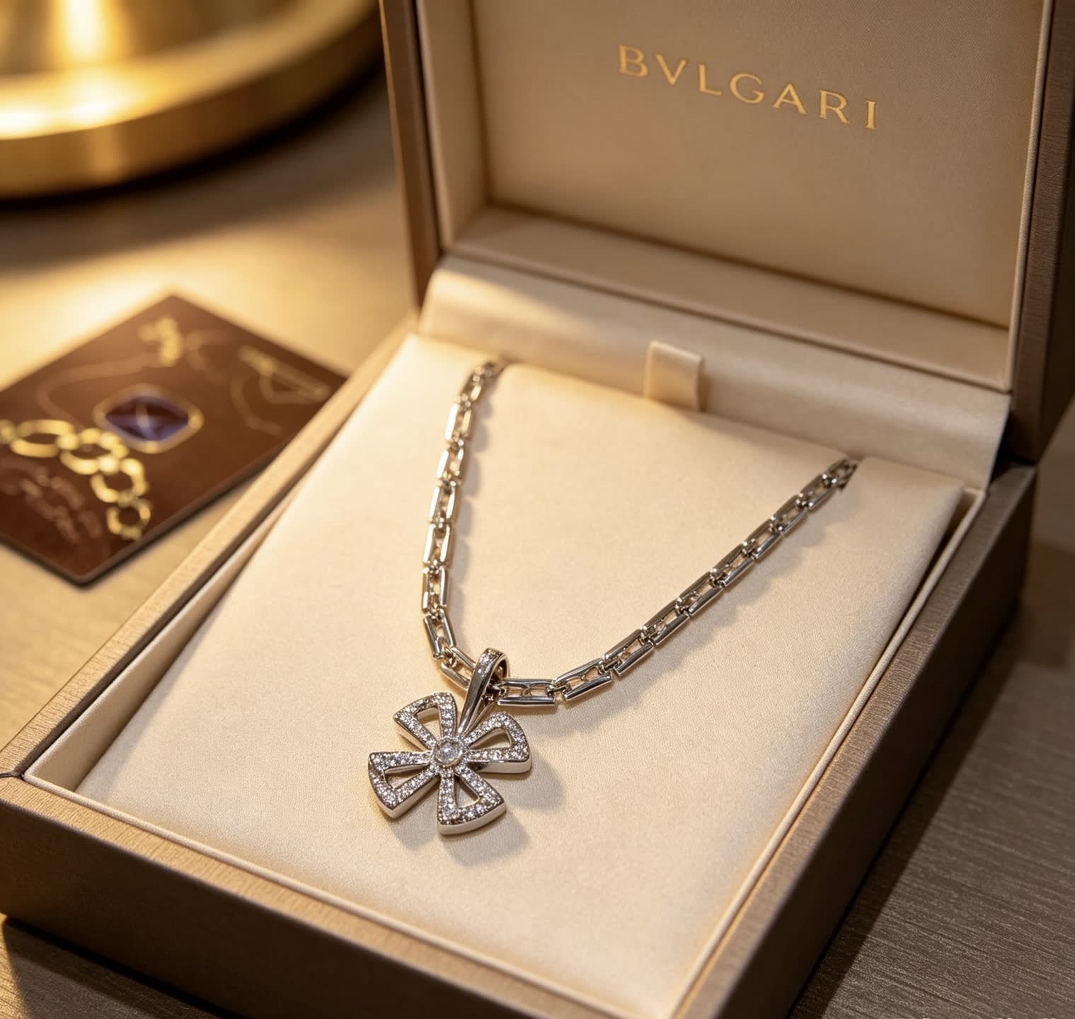 Bvlgari Silver Diamond Necklace Bvlgari Silver Diamond Necklace