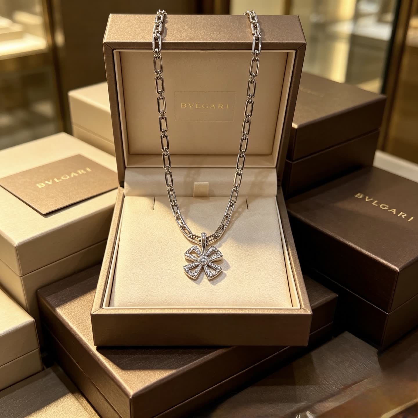 Bvlgari Silver Diamond Necklace