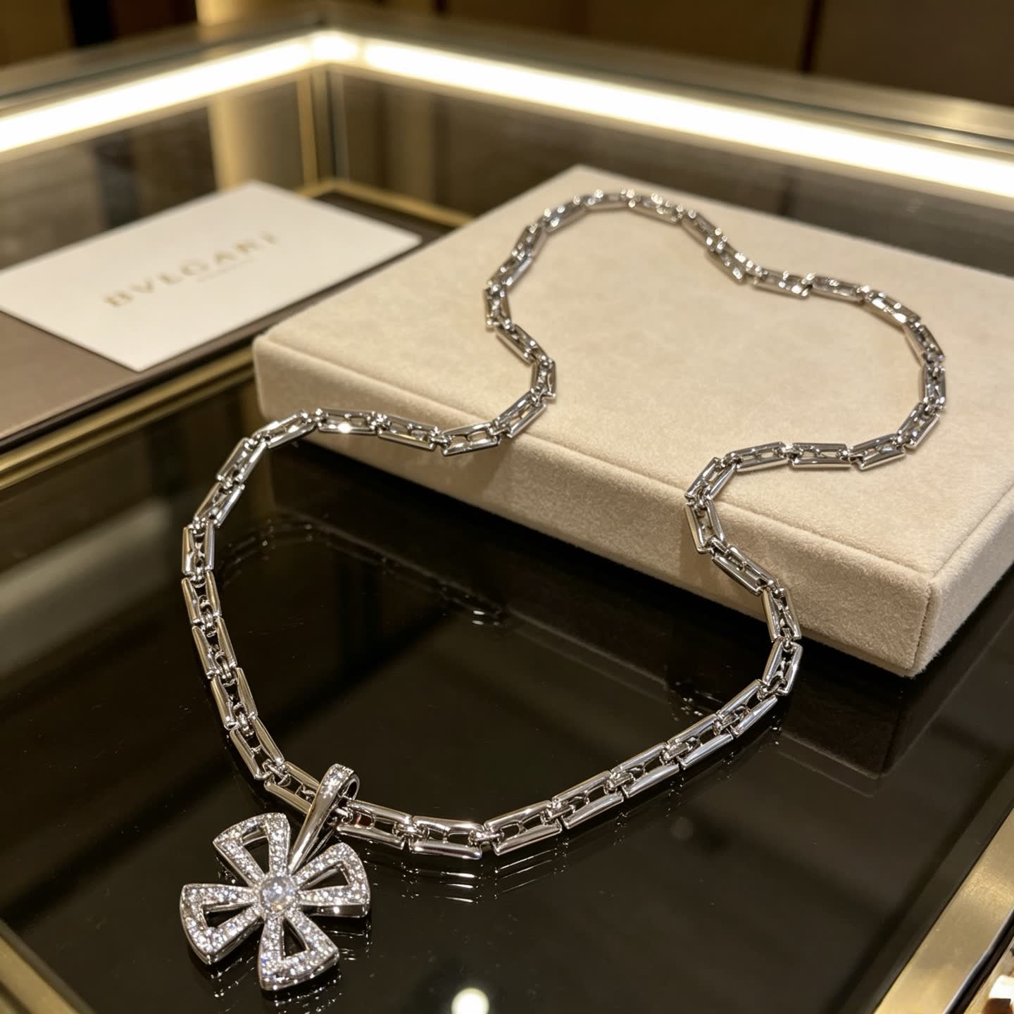 Bvlgari Silver Diamond Necklace