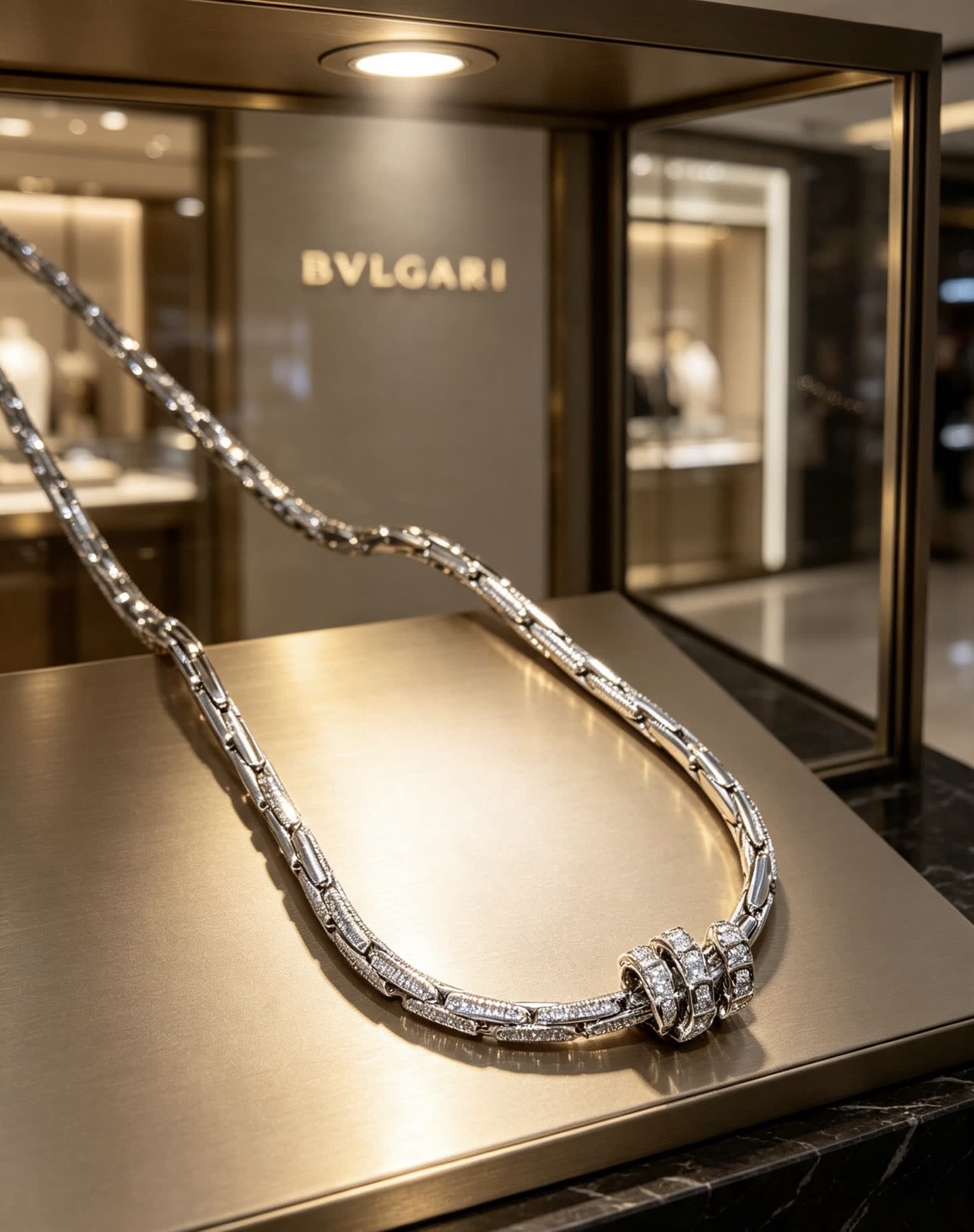 Bvlgari Sterling Silver and Diamond Necklace