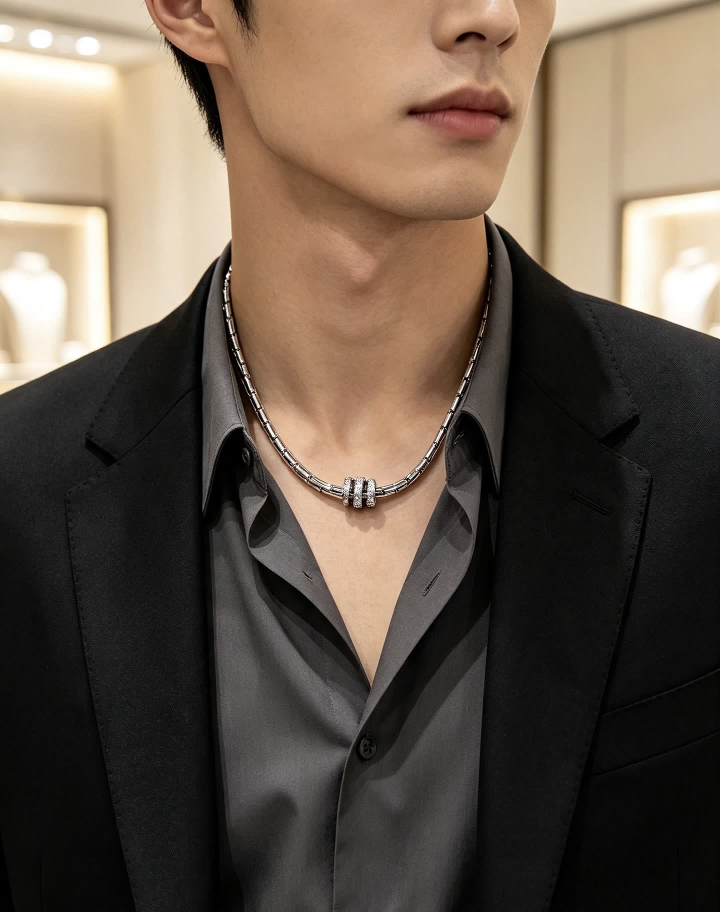 Bvlgari Sterling Silver and Diamond Necklace