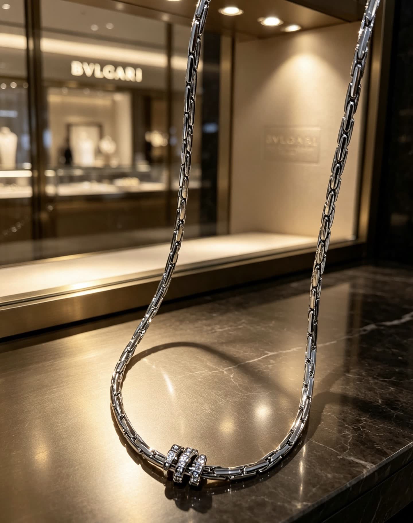 Bvlgari Sterling Silver and Diamond Necklace