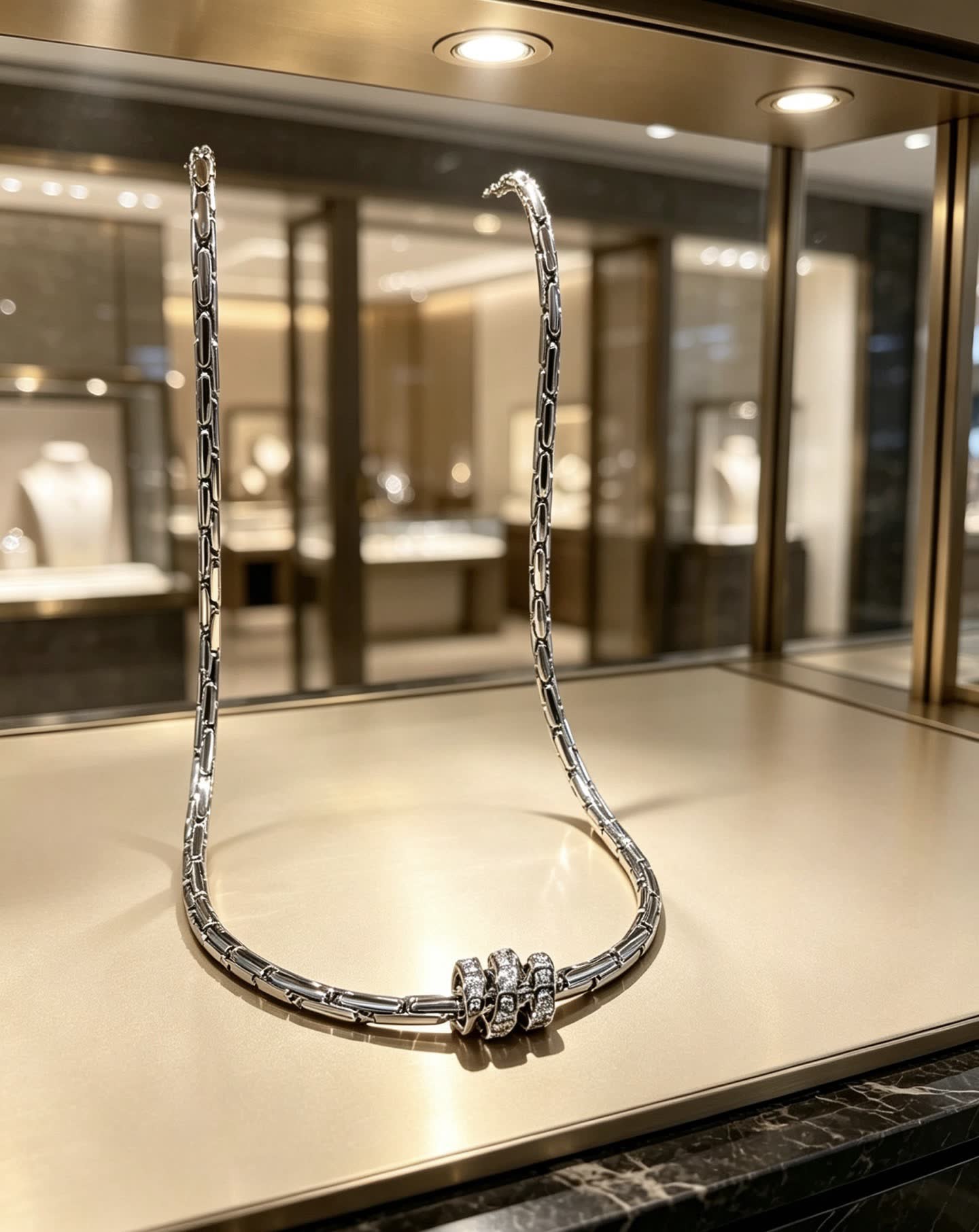 Bvlgari Sterling Silver and Diamond Necklace