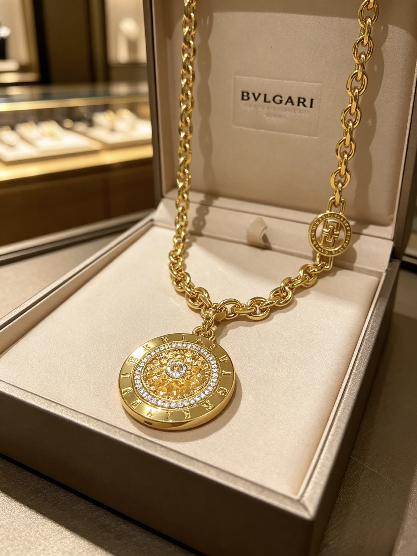 Bvlgari Gold Chain with Medallion Pendant