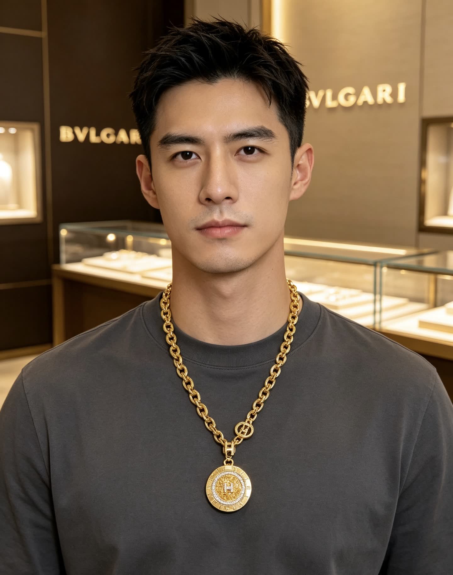 Bvlgari Gold Chain with Medallion Pendant