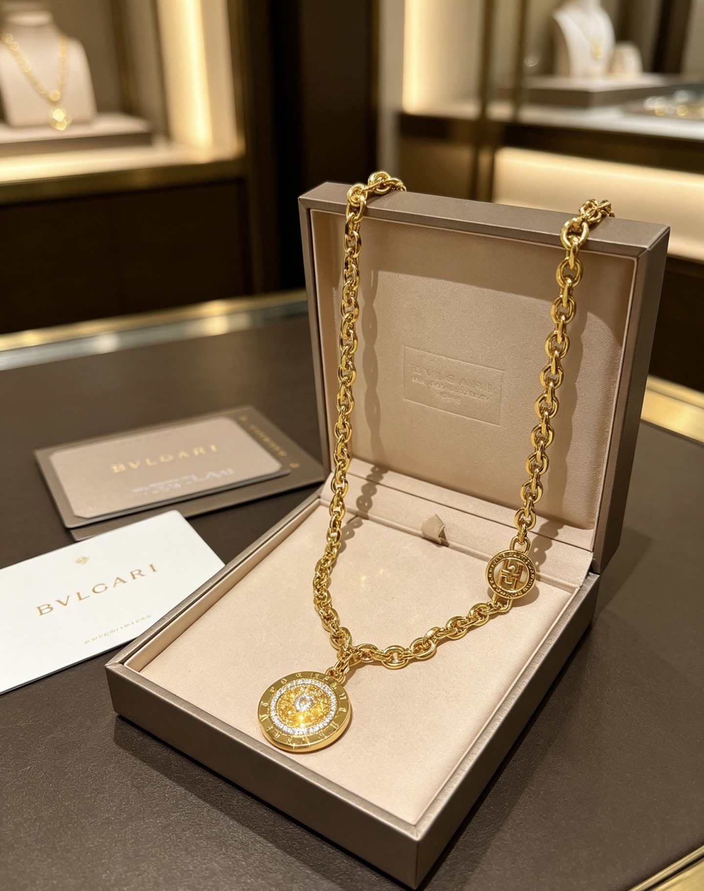 Bvlgari Gold Chain with Medallion Pendant