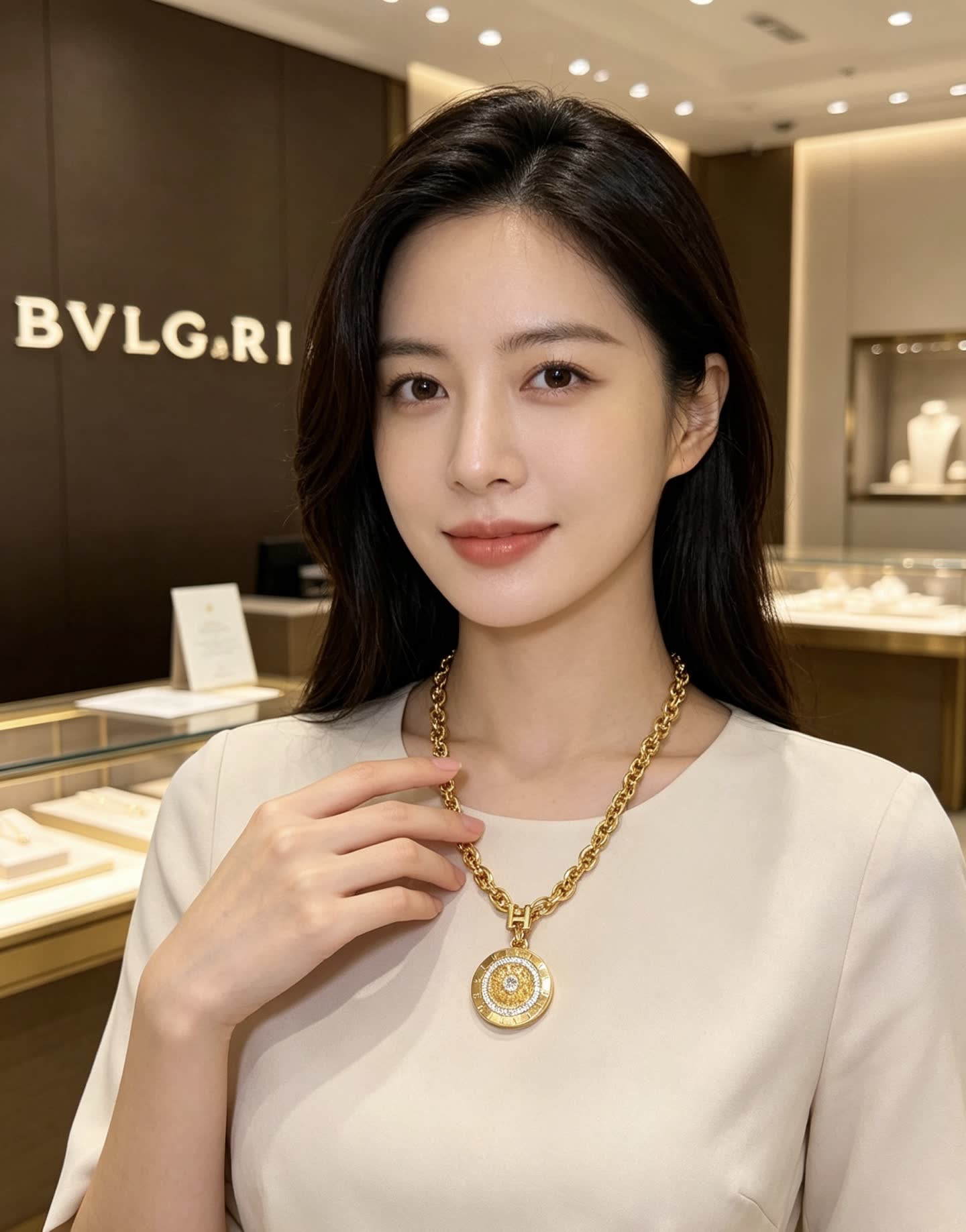 Bvlgari Gold Chain with Medallion Pendant