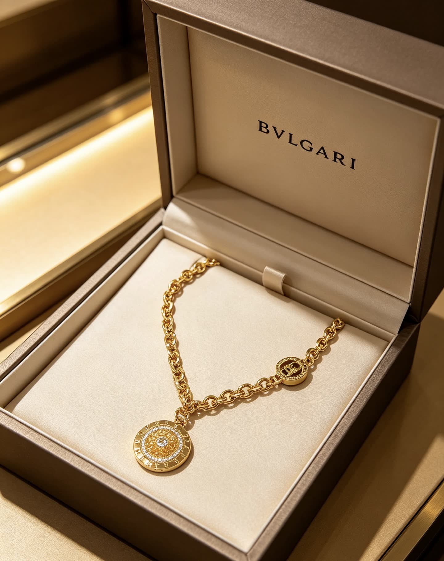 Bvlgari Gold Chain with Medallion Pendant