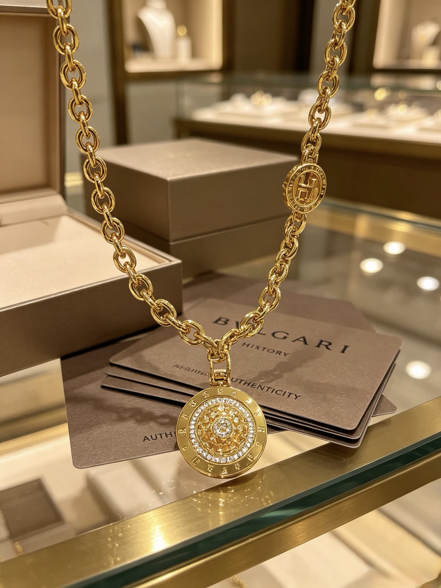 Bvlgari Gold Chain with Medallion Pendant