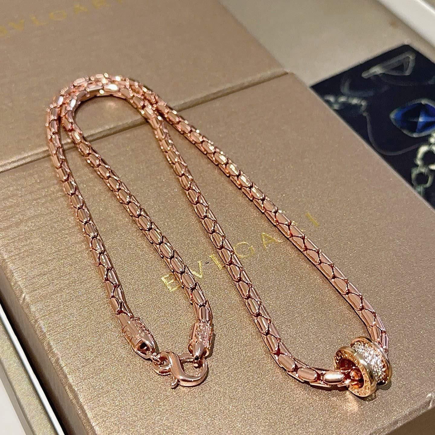 Bvlgari Rose Gold Necklace with Diamond Bead
