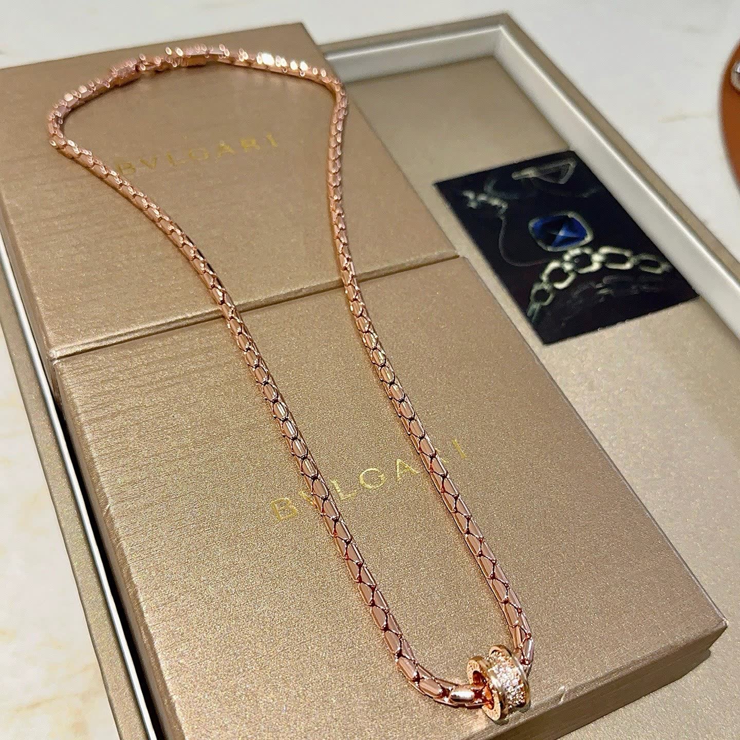 Bvlgari Rose Gold Necklace with Diamond Bead