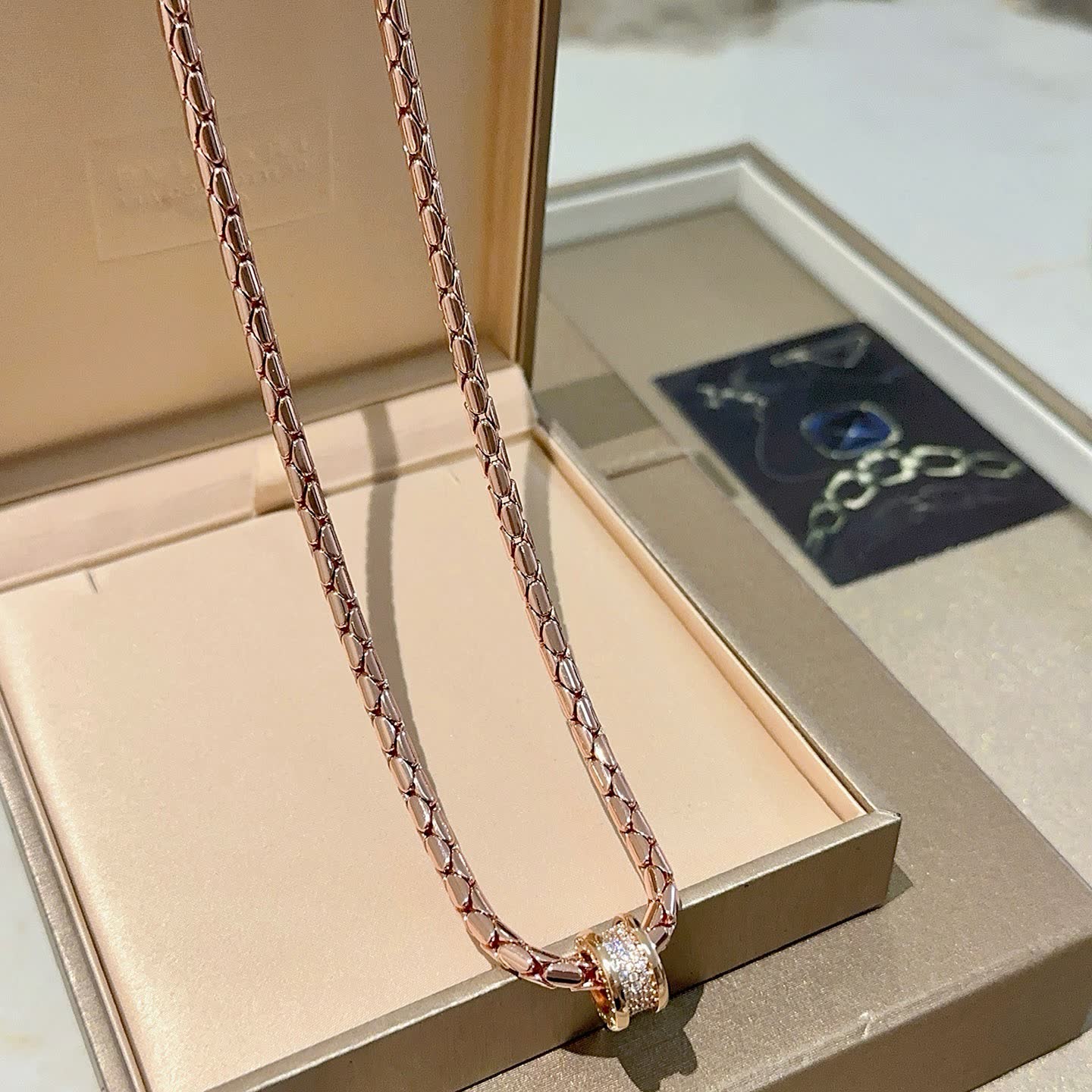 Bvlgari Rose Gold Necklace with Diamond Bead