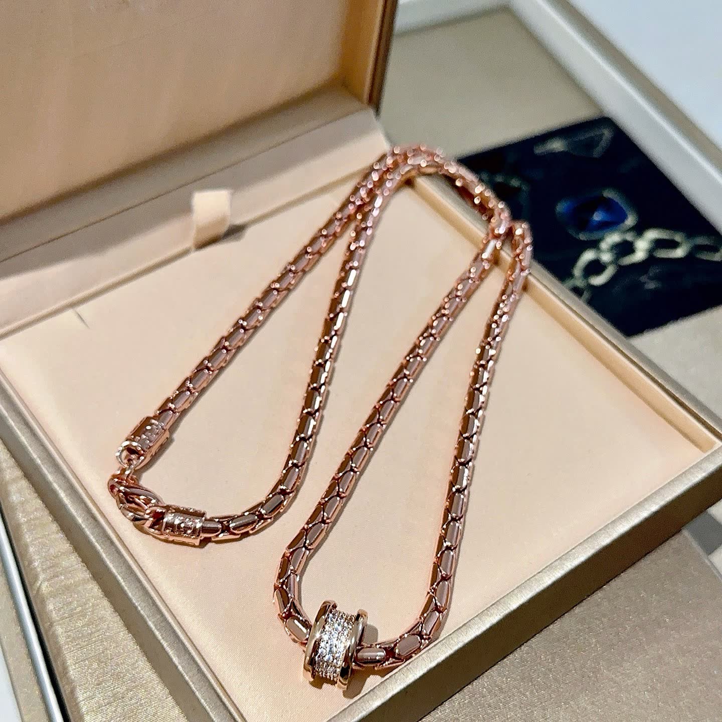 Bvlgari Rose Gold Necklace with Diamond Bead