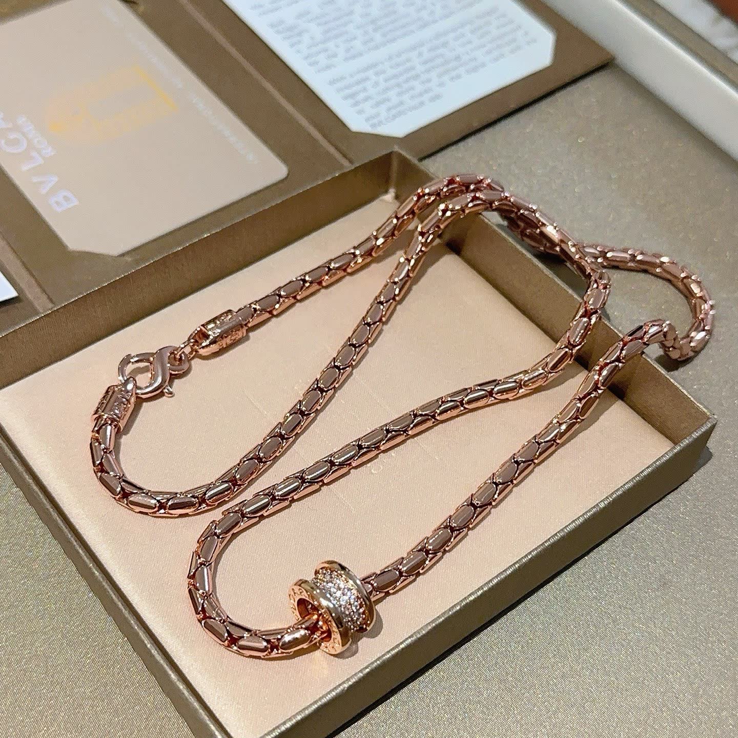 Bvlgari Rose Gold Necklace with Diamond Bead